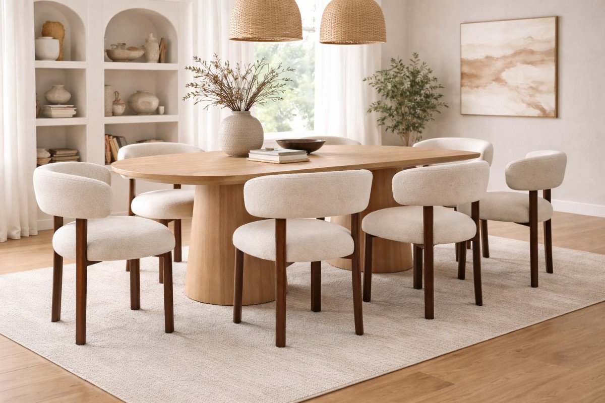 Dining Chair – Walnut / Beige Bouclé - Image 8