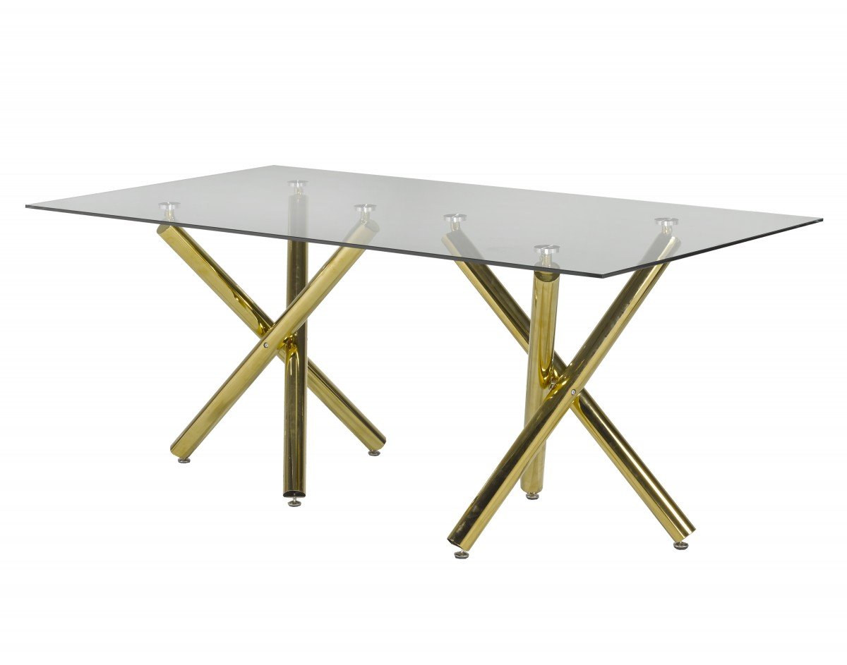 Buy Gold Glass Dining Table 70.86" X-Frame | Infinity Furniture Mississauga