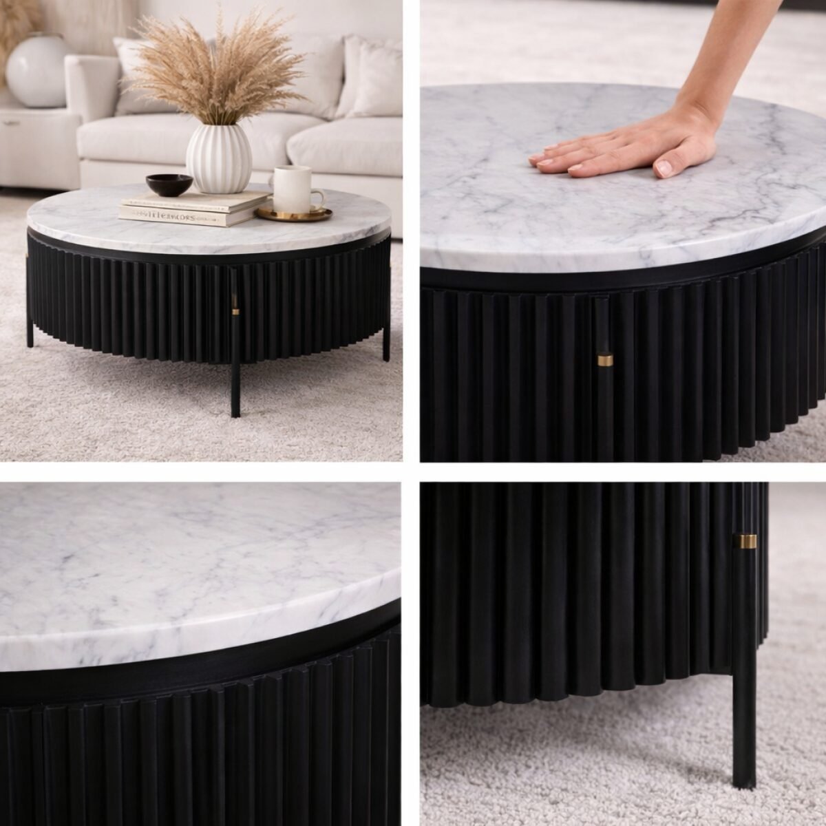Buy Black Marble Coffee Table Wood Base | Infinity Furniture Mississauga