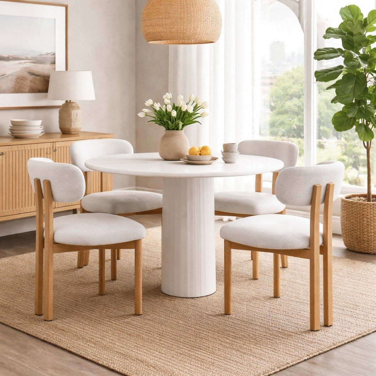 Dining Chair – Oak / Ivory Bouclé - Image 10