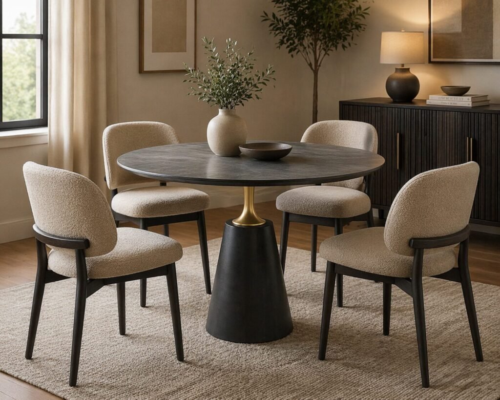 Buy Black Round Dining Table with Gold Accents | Infinity Furniture Mississauga