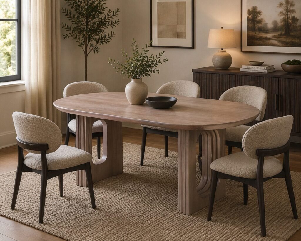 Buy Beige Oval Dining Table Travertine Finish | Infinity Furniture Mississauga