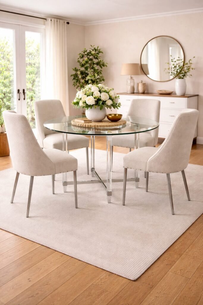 Buy Silver Round Glass Dining Table 45" | Infinity Furniture Mississauga