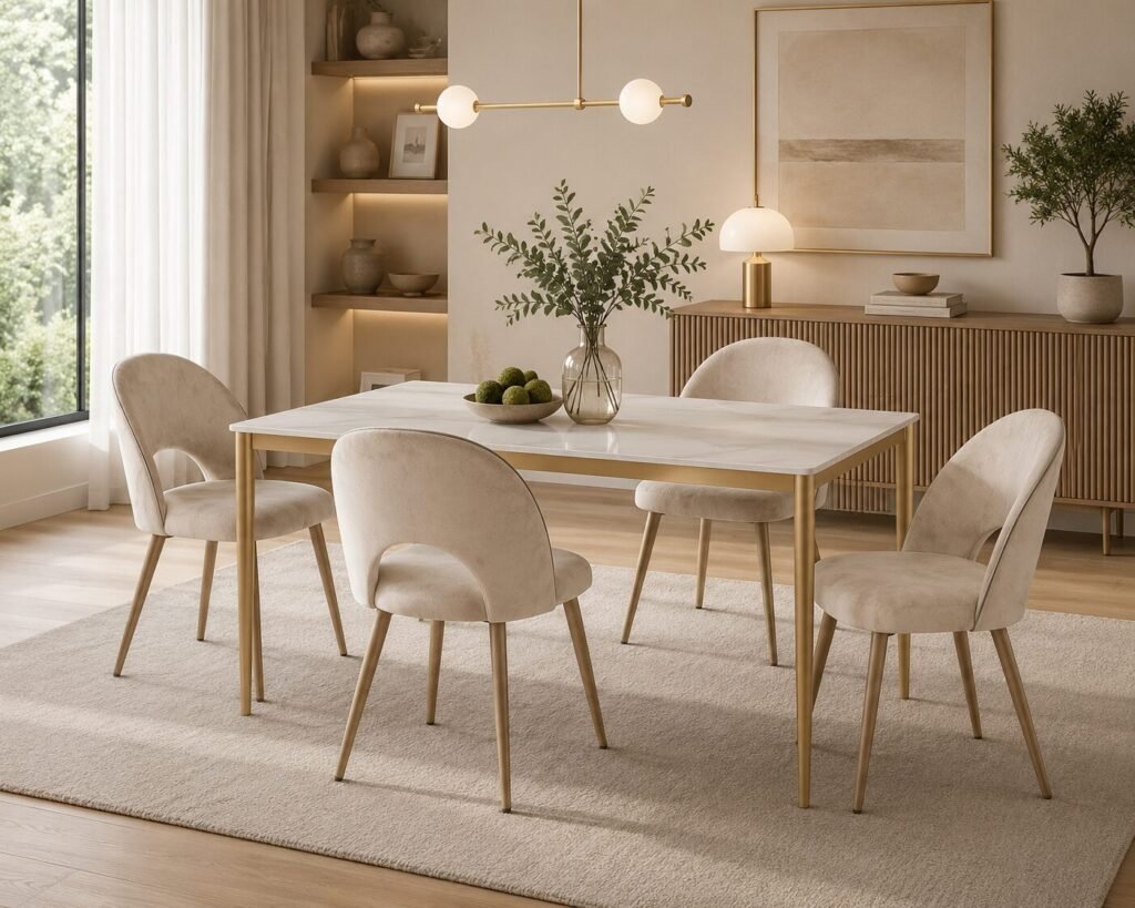 Buy White Gold Ceramic Dining Table 63" | Infinity Furniture Mississauga