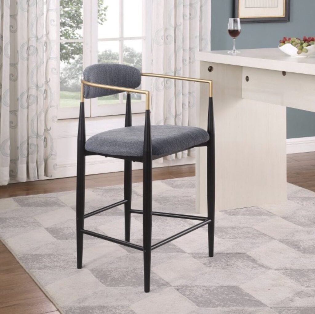 Grey Counter Stool with Armrest