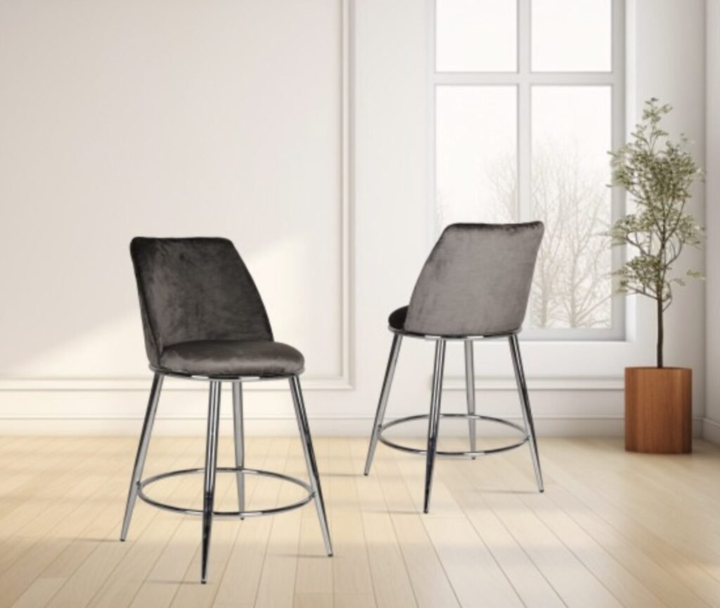 Nova Grey Counter Stool with Chrome Legs