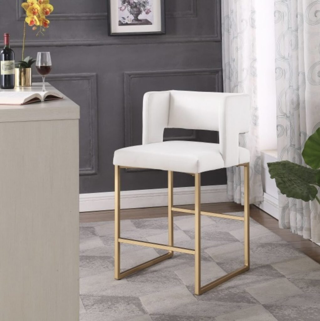 Beige Velvet Counter Stool