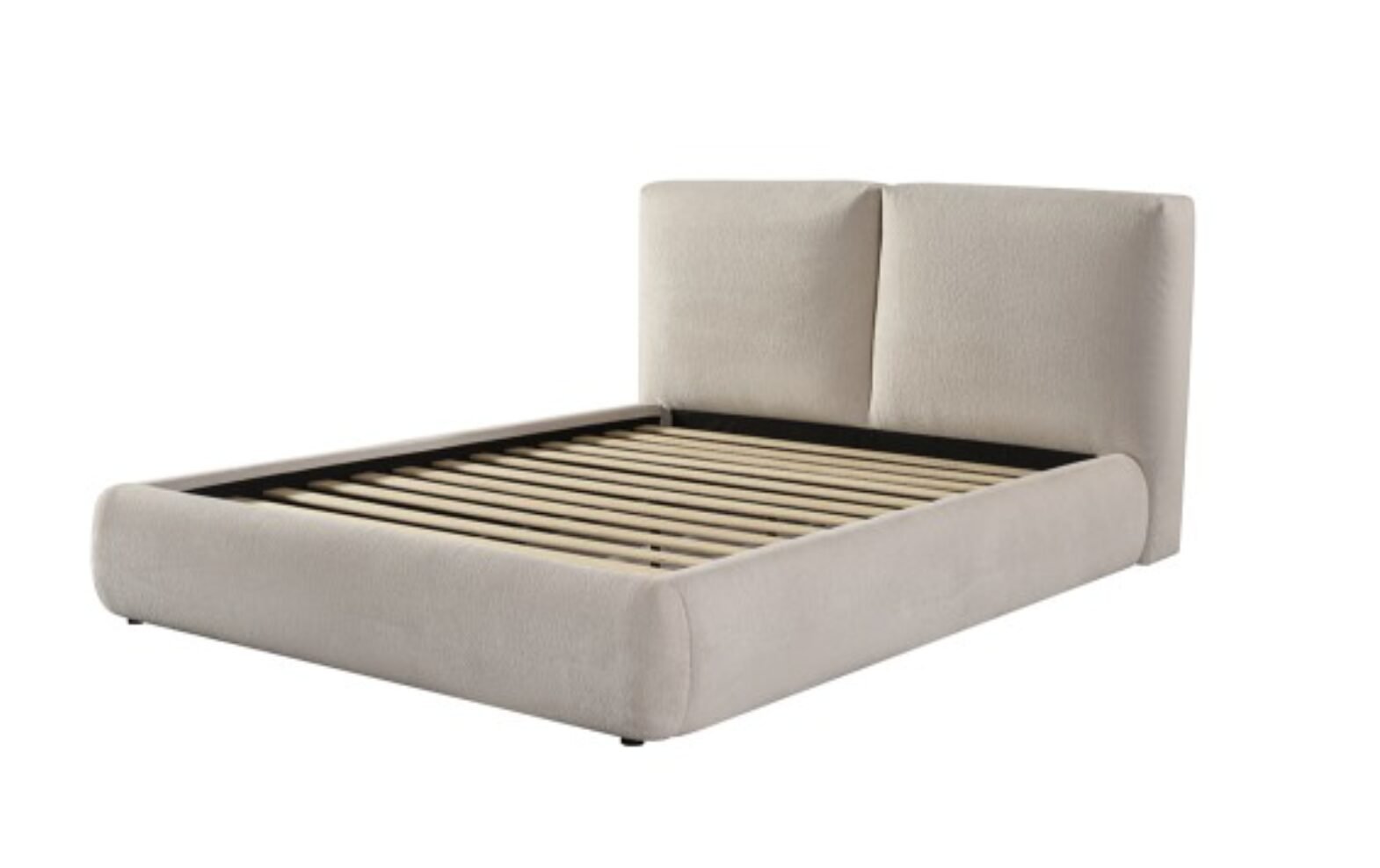 Beige Upholstered Bed Frame | Modern Platform Bed King & Queen