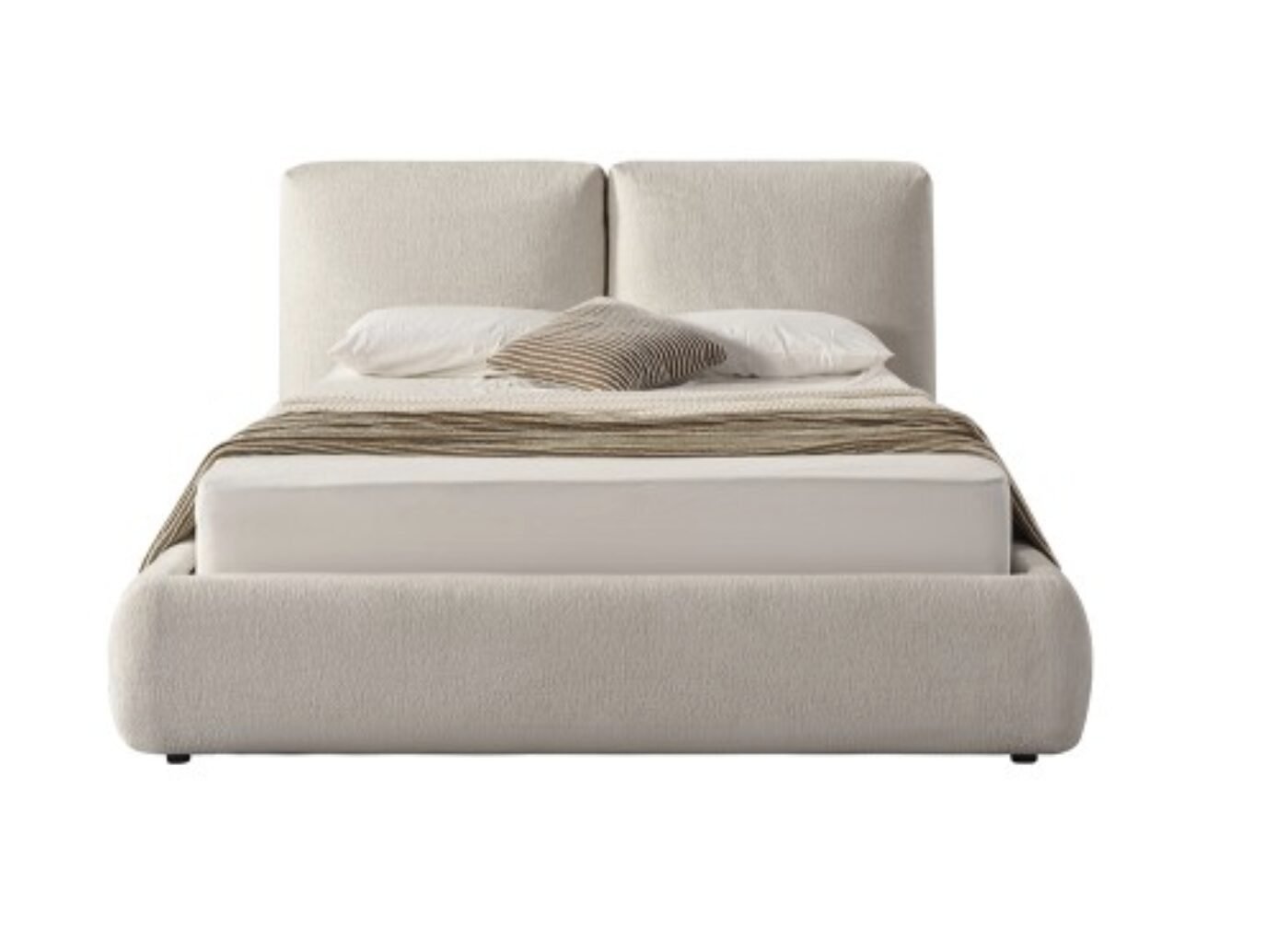 Beige Upholstered Bed Frame | Modern Platform Bed King & Queen