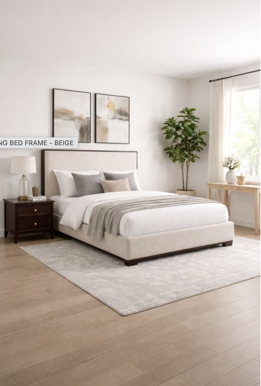 Buy Beige Upholstered Bed Frame from Infinity Furniture Mississauga