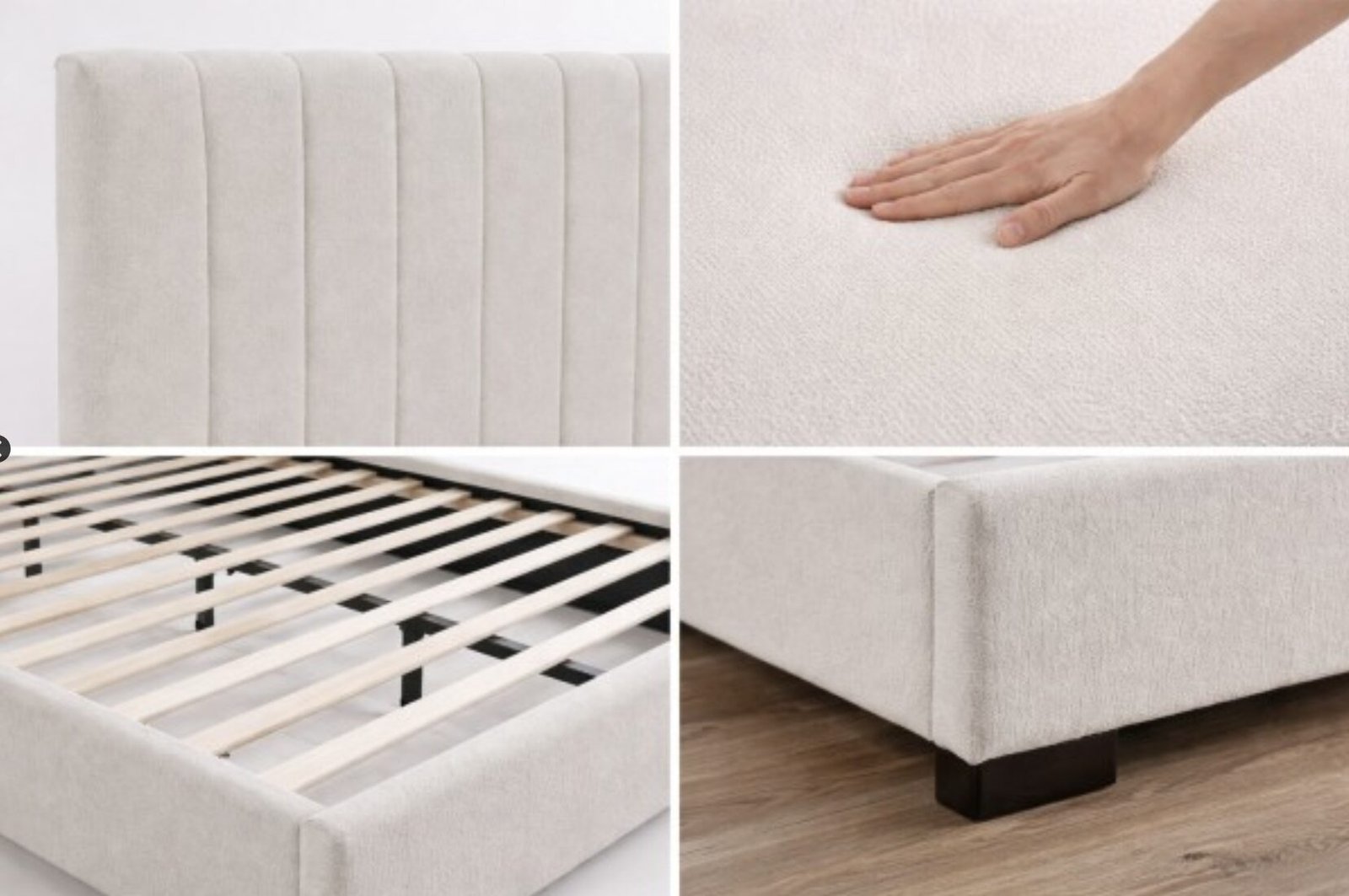 Buy Beige Channel Tufted Bed Frame from Infinity Furniture Mississauga