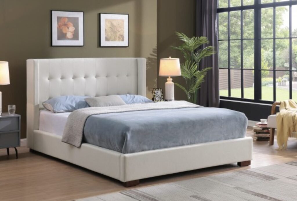 Buy Beige Upholstered Bed Frame King & Queen