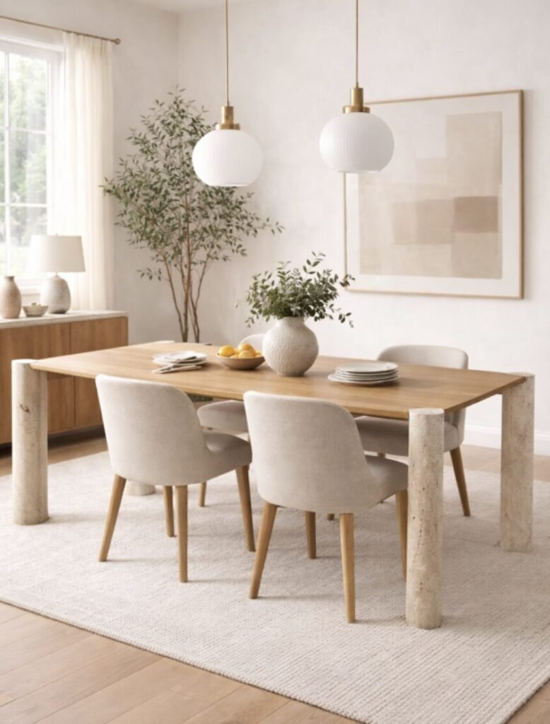 Buy Oak Dining Table with Stone Legs | Infinity Furniture Mississauga