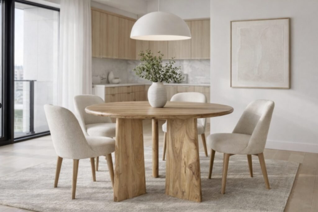 Buy Natural Round Dining Table Solid Wood | Infinity Furniture Mississauga