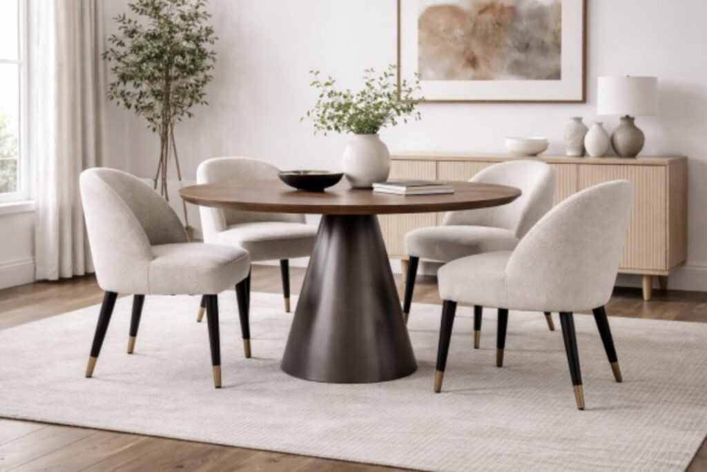Buy Espresso Round Dining Table Wood Metal | Infinity Furniture Mississauga