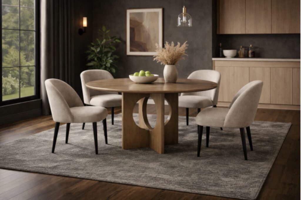 Buy Large Round Natural Oak Dining Table | Infinity Furniture Mississauga
