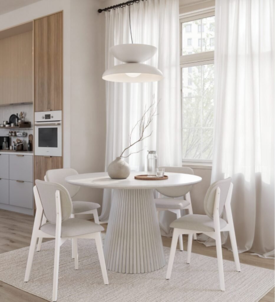 Buy White Wash Round Dining Table Pedestal | Infinity Furniture Mississauga