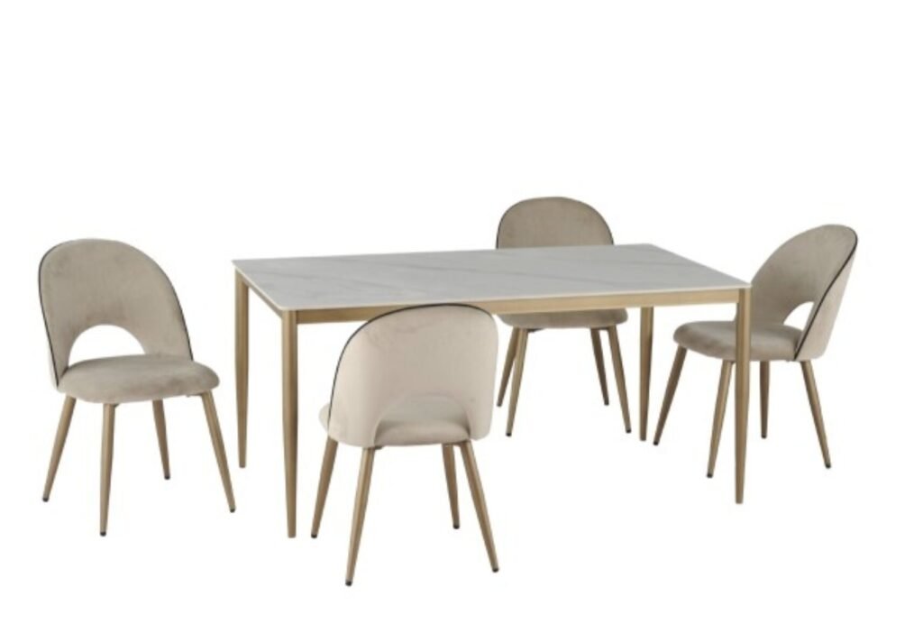Buy White Gold Ceramic Dining Table 63" | Infinity Furniture Mississauga
