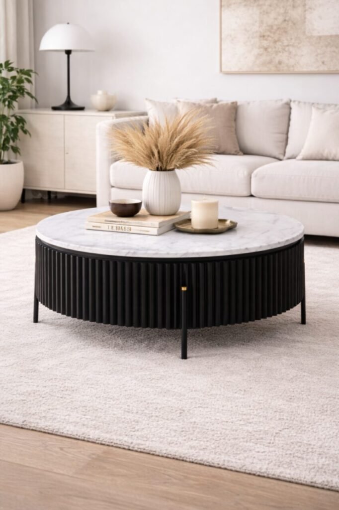 Buy Black Marble Coffee Table Wood Base | Infinity Furniture Mississauga