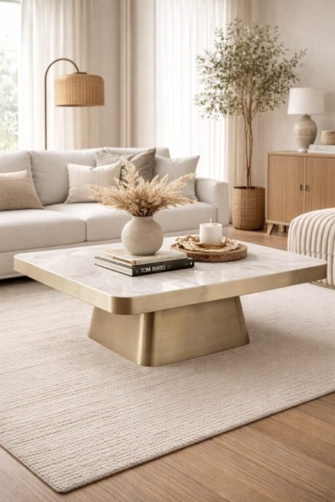 Buy Round Marble Coffee Table Gold Base | Infinity Furniture Mississauga