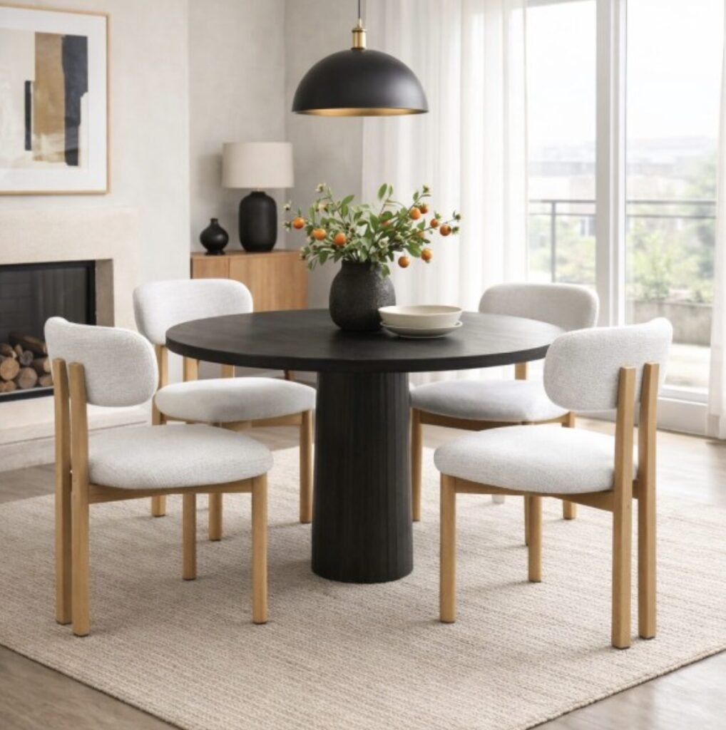 Dining Chair Oak Ivory Bouclé | Infinity Furniture Mississauga