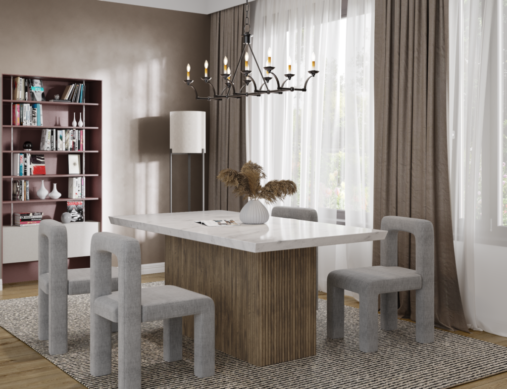 Buy Grey Wash Dining Table with Marble Top | Infinity Furniture Mississauga