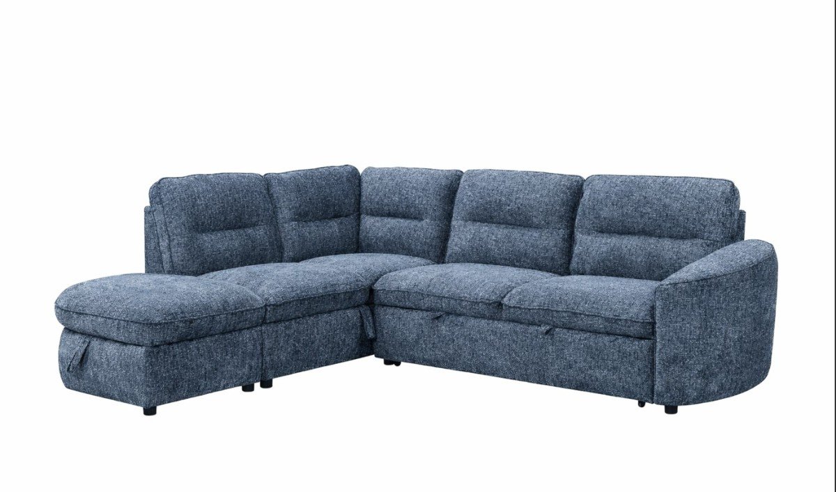 LHF & RHF Blue Sleeper Sectional with Storage Contemporary Sofa | Infinity Furniture Mississauga