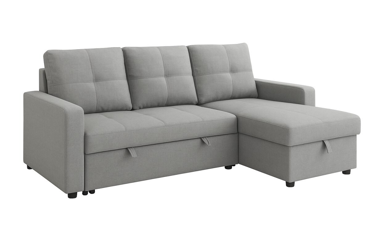 Benjamin Grey Sleeper Bed Sectional with Reversible Storage Chaise | Infinity Furniture Mississauga