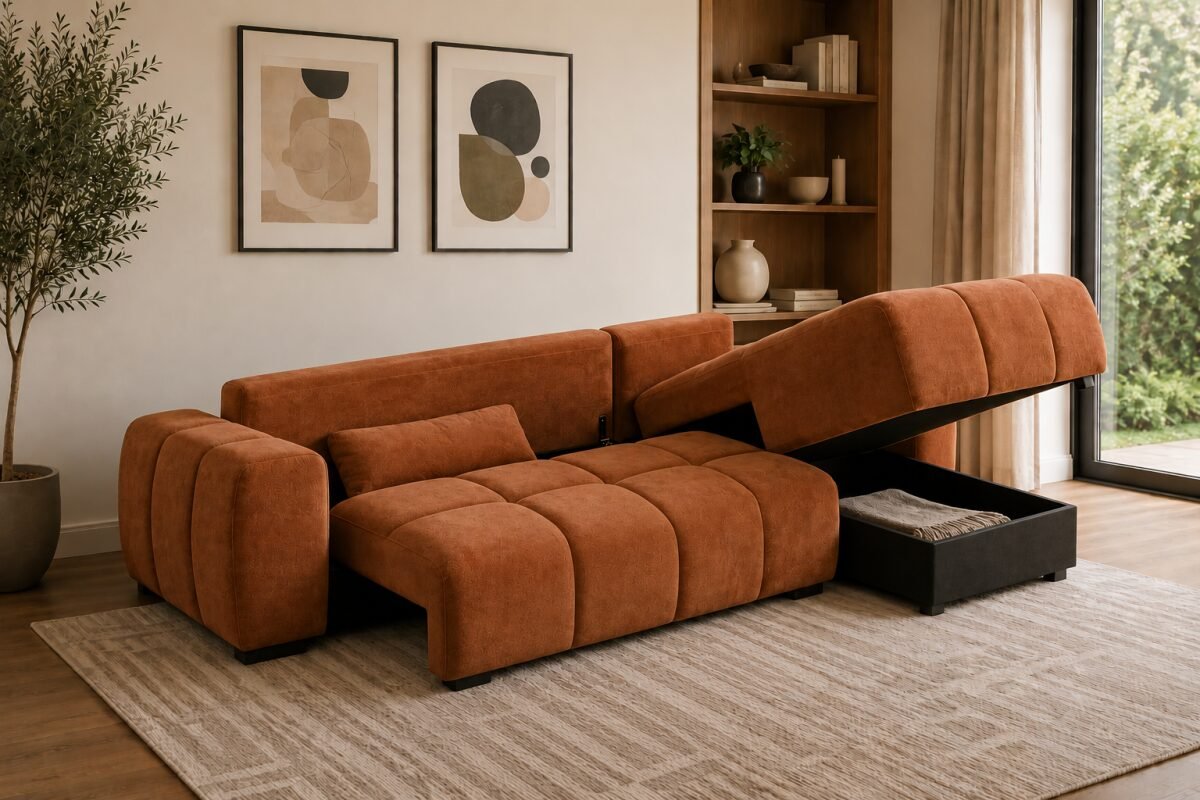 Burnt Orange Sectional Sleeper Sofa RHF & LHF Collection | Infinity Furniture Mississauga