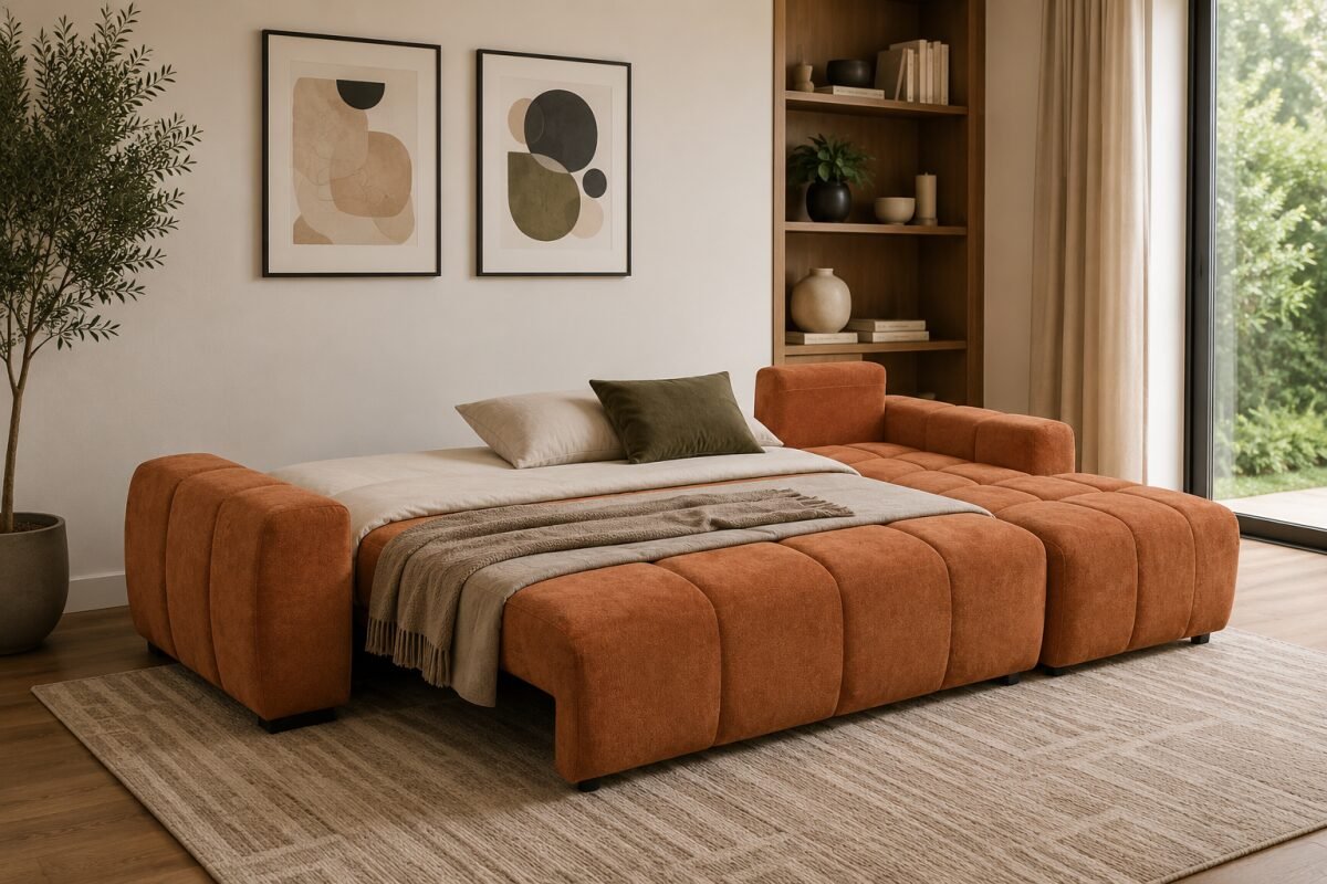 Burnt Orange Sectional Sleeper Sofa RHF & LHF Collection | Infinity Furniture Mississauga