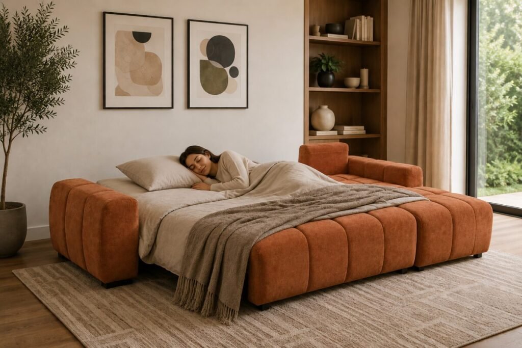 Burnt Orange Sectional Sleeper Sofa RHF & LHF Collection | Infinity Furniture Mississauga