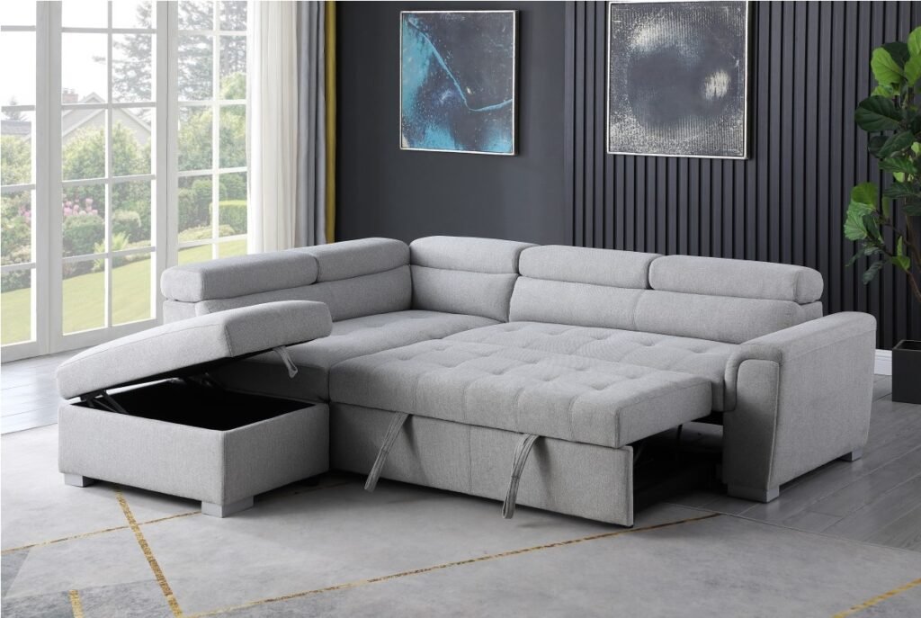 Grey Sectional Sleeper Bed Sofa LHF & RHF Contemporary Collection | Infinity Furniture Mississauga