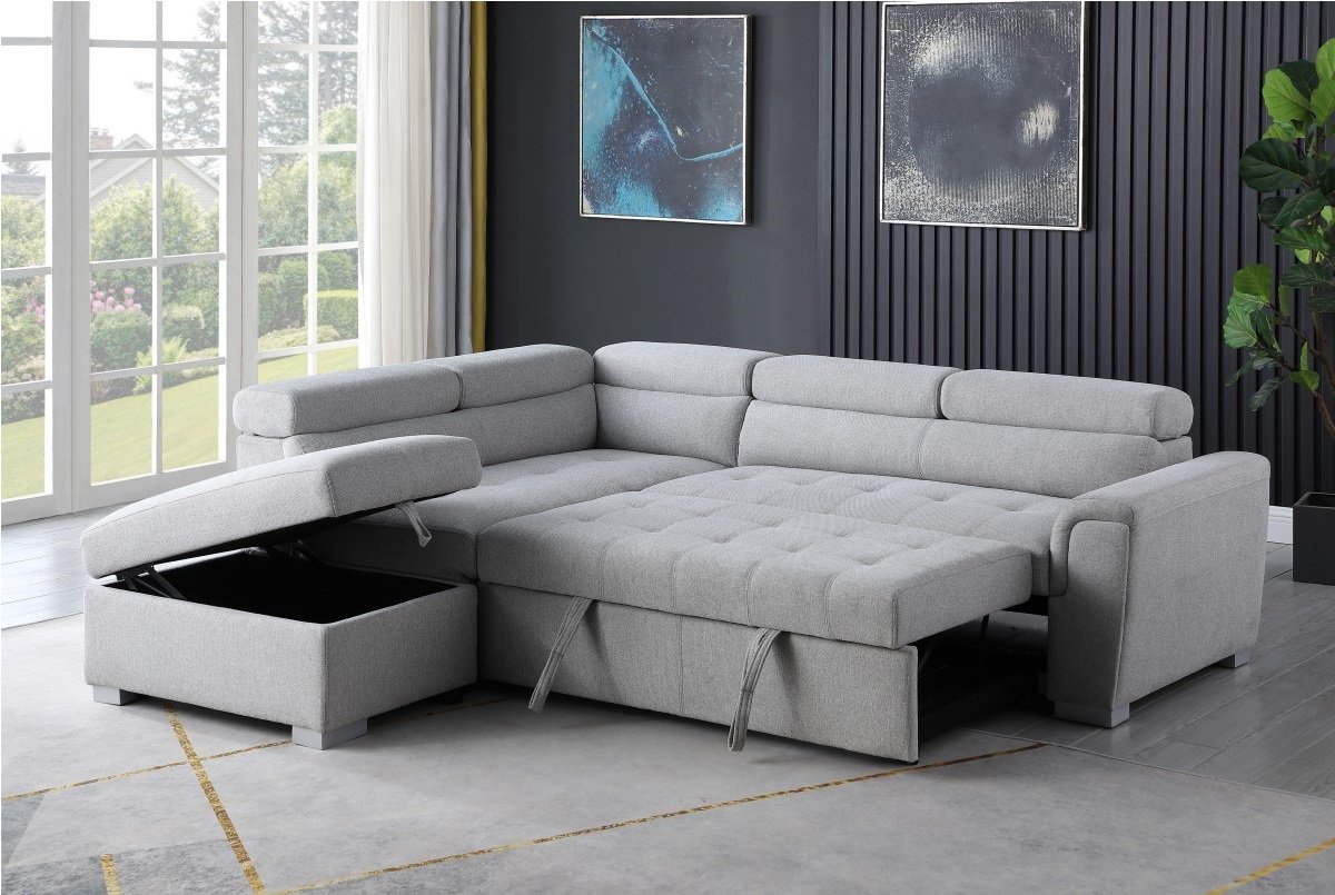 Sterling Sectional Sleeper Bed Sofa Grey – LHF & RHF