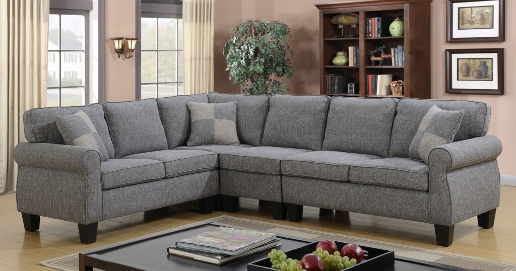 Grey Contemporary Sectional Sofa with Moveable Armless Chair | Infinity Furniture Mississauga