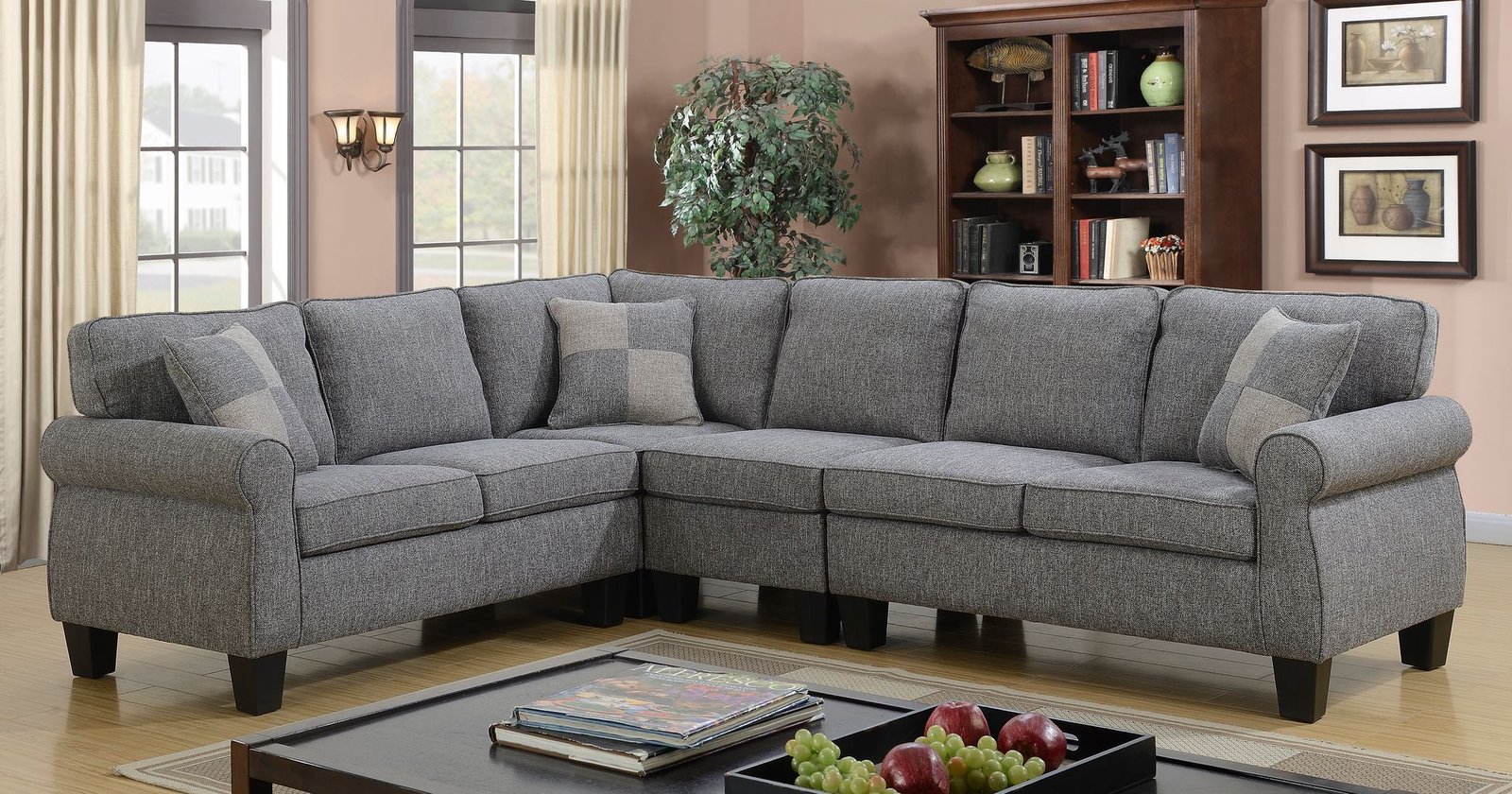 Grey Contemporary Sectional Sofa with Moveable Armless Chair | Infinity Furniture Mississauga