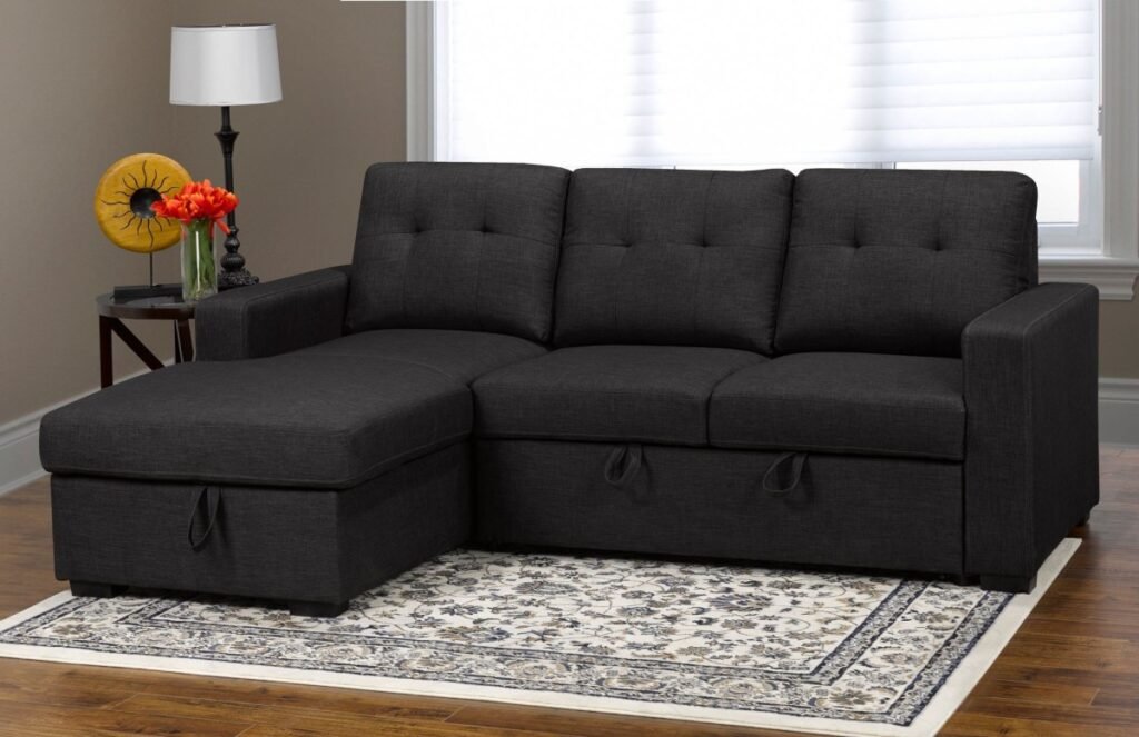 Grey Sofa Bed Sectional Sleeper with Reversible Storage Chaise | Infinity Furniture Mississauga