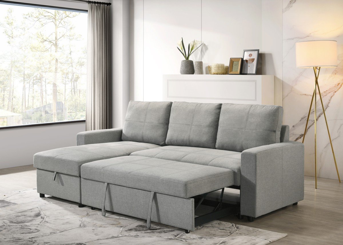 Benjamin Grey Sleeper Bed Sectional with Reversible Storage Chaise | Infinity Furniture Mississauga