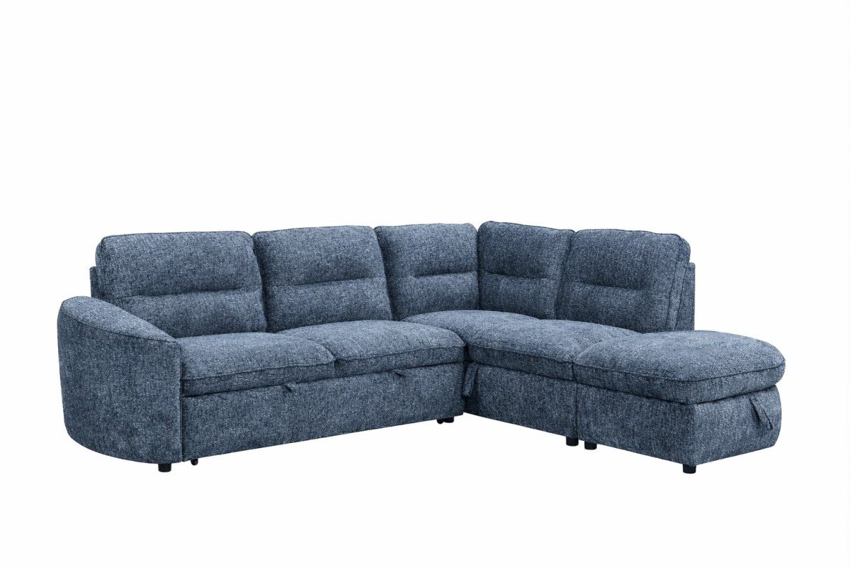 LHF & RHF Blue Sleeper Sectional with Storage Contemporary Sofa | Infinity Furniture Mississauga