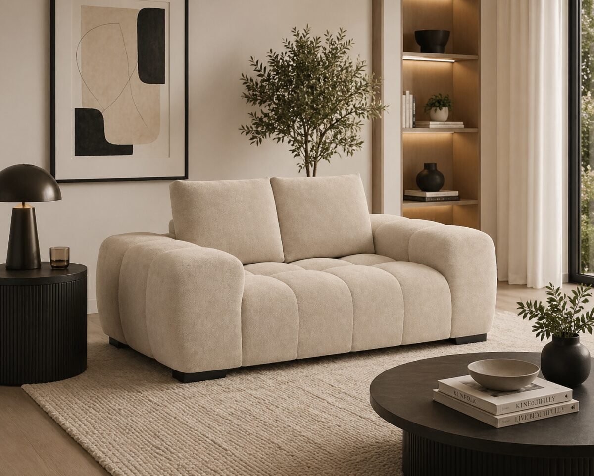 Zara Love Seat Green Taupe Beige Rust Yellow | Infinity Furniture Mississauga