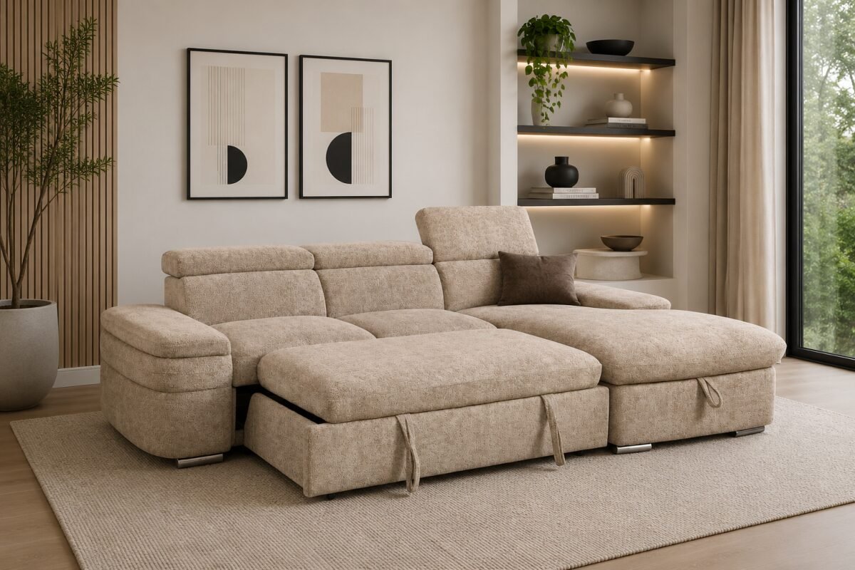 Beige Sectional Sleeper Sofa RHF & LHF Collection | Infinity Furniture Mississauga