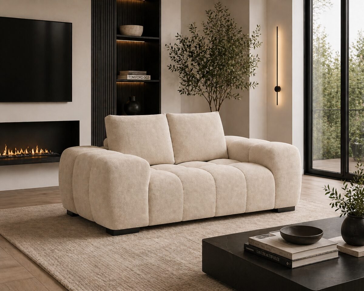 Zara Love Seat Green Taupe Beige Rust Yellow | Infinity Furniture Mississauga