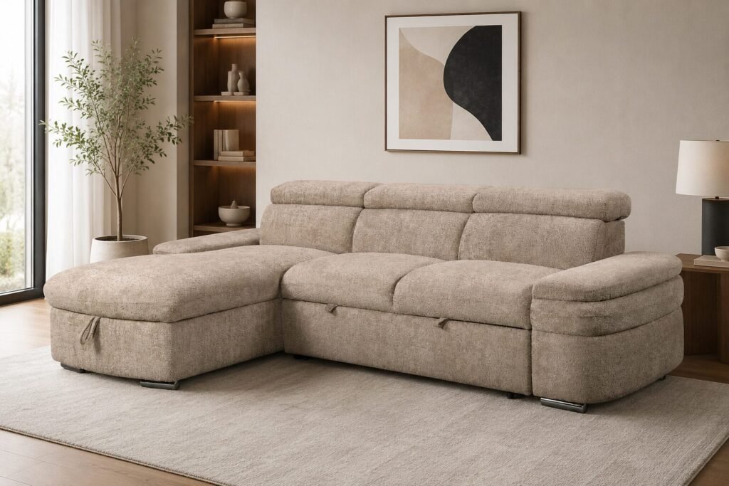 Beige Sectional Sleeper Sofa RHF & LHF Collection | Infinity Furniture Mississauga