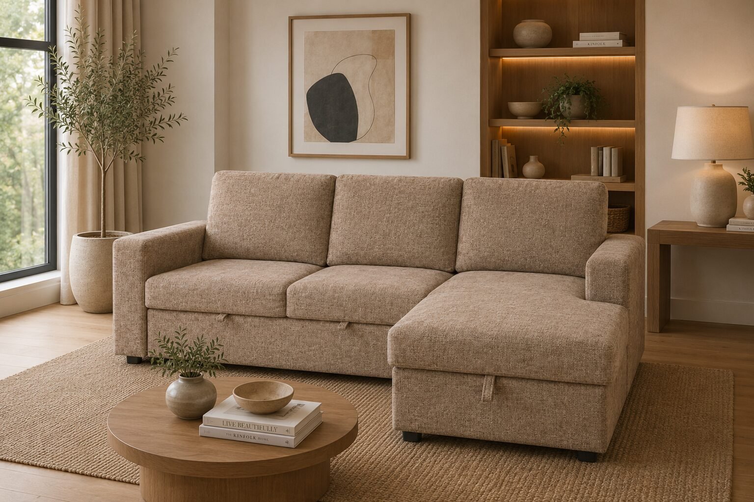 Carmel Sectional Sleeper Collection – Taupe & Beige