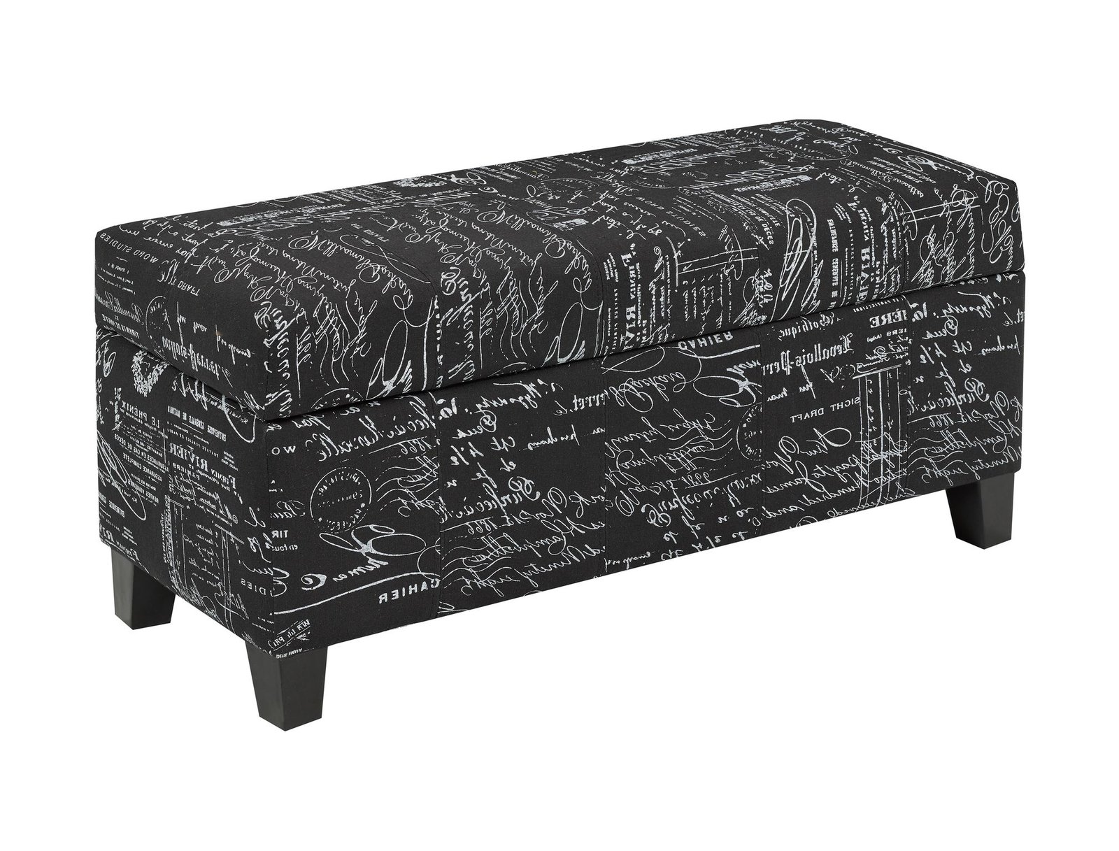 Monroe Storage Ottoman Collection White Espresso Black Script Storage Ottoman Bench with Hidden Storage and Padded Seat | Infinity Furniture Mississauga