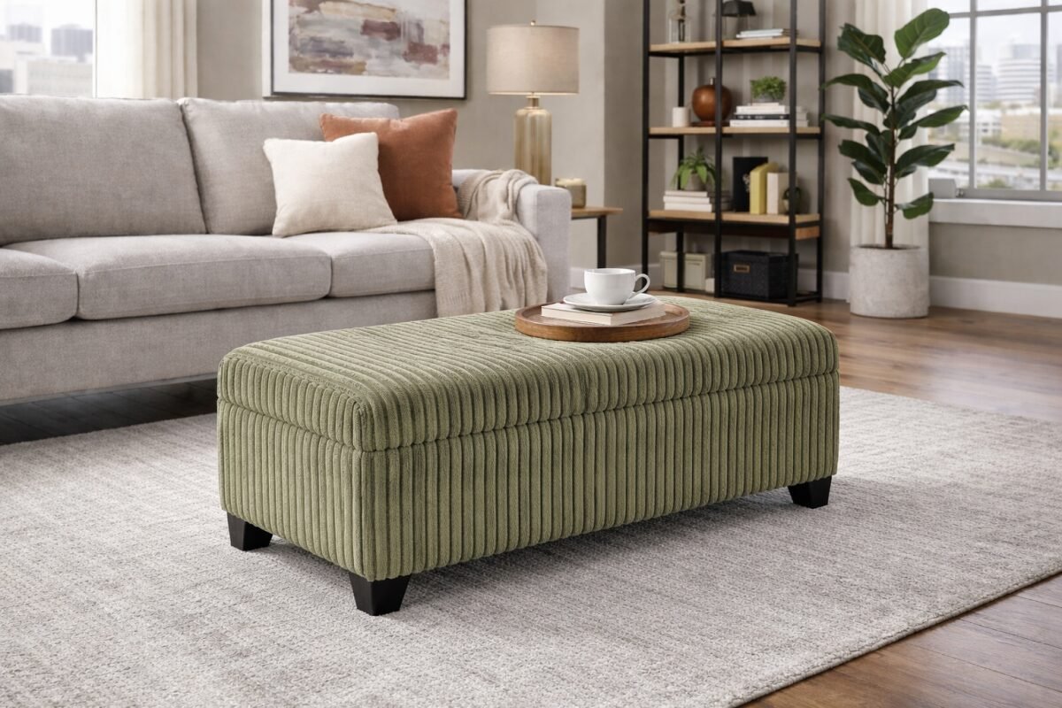 Hudson Storage Ottoman Black & Green Contemporary Collection | Infinity Furniture Mississauga