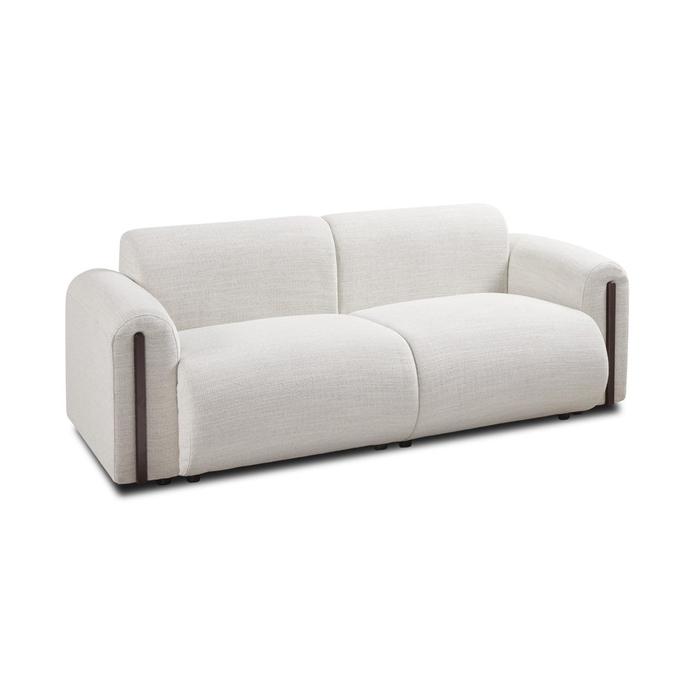 Hudson Linen Brenton 3-Seater Sofa with premium linen upholstery and wood accents | Infinity Furniture Mississauga