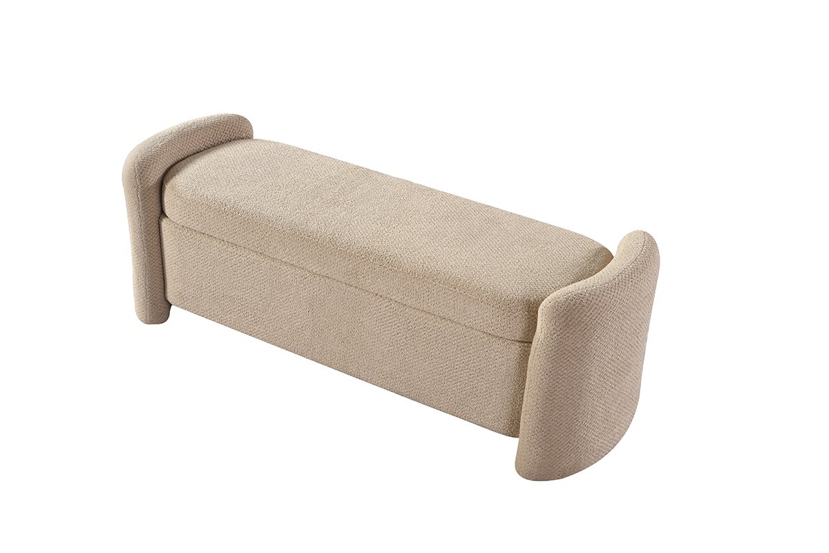Harper Beige Storage Bench with upholstered seat and hidden storage compartment | Infinity Furniture Mississauga