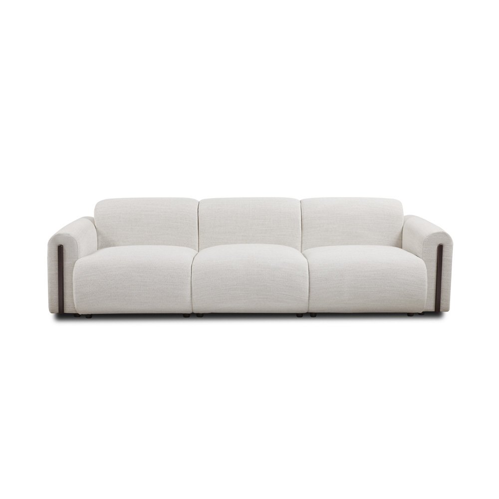 Harrison Linen Brenton 4-Seater Sofa with wood accents and premium linen upholstery | Infinity Furniture Mississauga