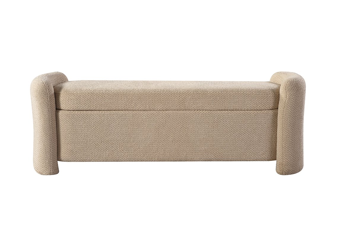 Harper Beige Storage Bench with upholstered seat and hidden storage compartment | Infinity Furniture Mississauga