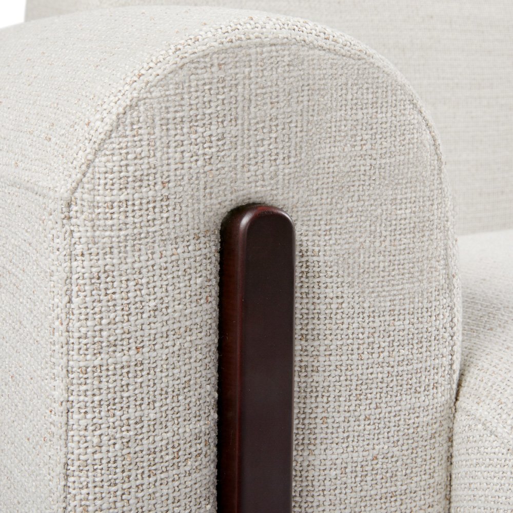 Harrison Linen Brenton 4-Seater Sofa with wood accents and premium linen upholstery | Infinity Furniture Mississauga